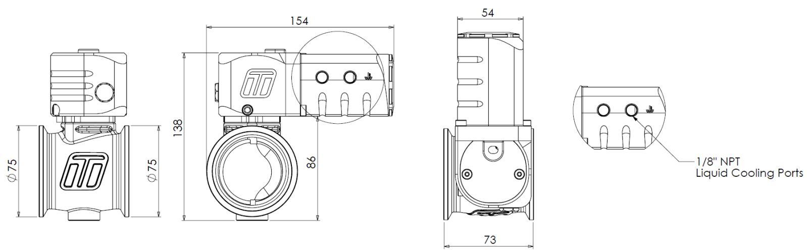 Turbosmart Electronic Straight Gate ESG50 Ekstern Wastegate