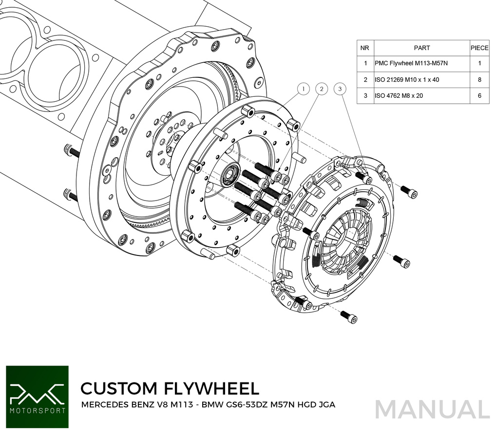 Adapter kit girkasse OM605 OM606 - BMW M57N2 6-speed