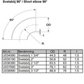 Sveisebøy 3,5 tommer rustfritt (89mm)