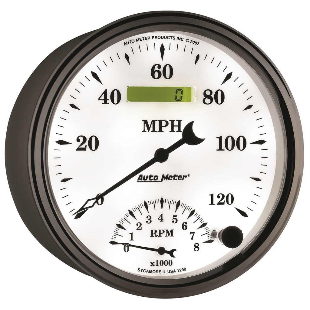 5" Turteller/Speedometer Combo, 8k Rpm/120 Mph, Old-Tyme White Ii