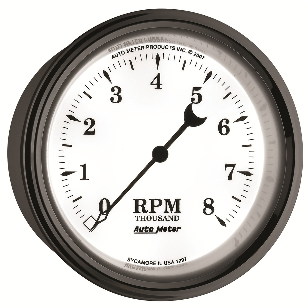 3-3/8" In-Dash Turteller, 0-8,000 Rpm, Old-Tyme White Ii