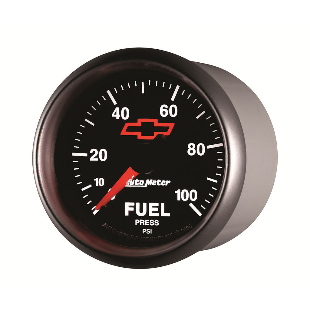 2-1/16" Drivstoff Trykk, 0-100 Psi, Chevy Red Bowtie, Black