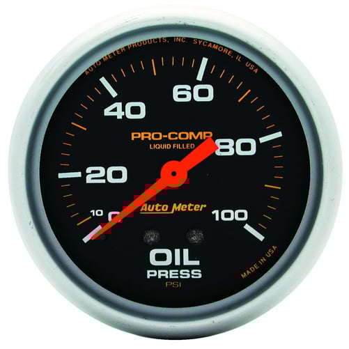 2-5/8" Oljetrykk, 0-100 Psi, Liquid Filled, Pro-Comp