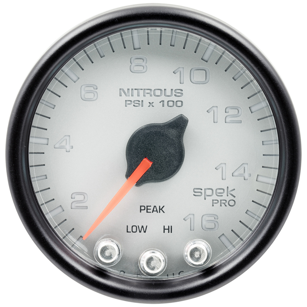 2-1/16" Nitrous Trykk, 0-1600 Psi, Spek-Pro, Silver/Black