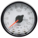 2-1/16" In-Dash Turteller, 0-11,000 Rpm, Spek-Pro, White/Black