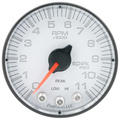 2-1/16" In-Dash Turteller, 0-11,000 Rpm, Spek-Pro, White/Black